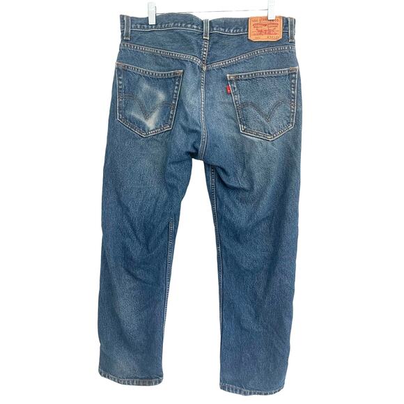 Levi Strauss 505 Jeans 34/29 Mens Blue Reg Fit Bootcut Denim Western 5 Pocket - Picture 2 of 9